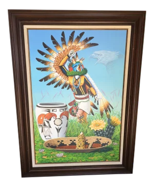 Jackie Black Oil Painting Hopi Kachina Eagle Navajo