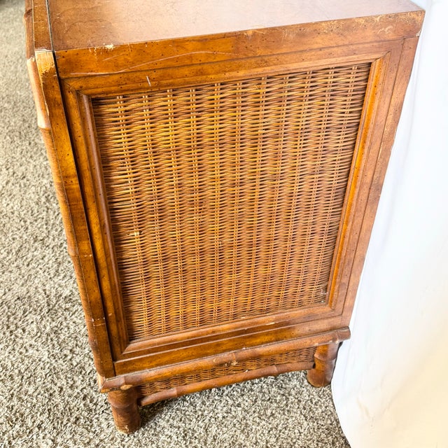 Mid 20th Century Vintage Boho Chic Faux Bamboo Wicker Dresser by American of Martinsville For Sale - Image 5 of 12