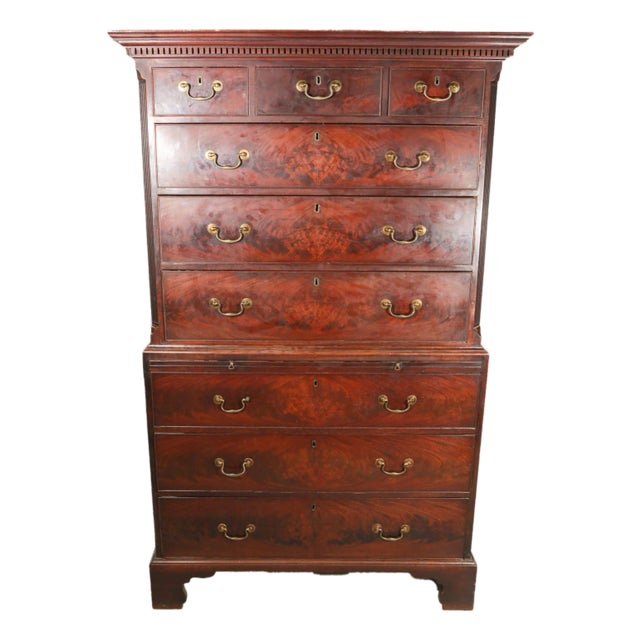George III 9-Drawer Mahogany Chest on Chest, 18th Century For Sale