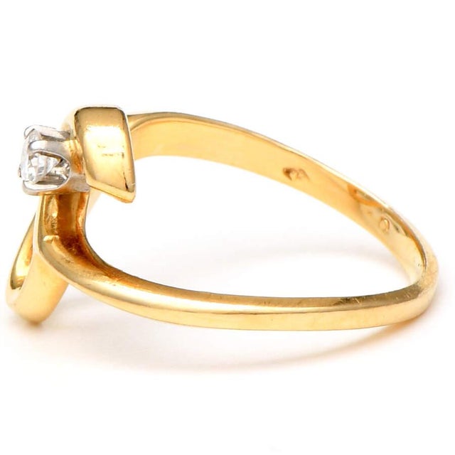 Contemporary 14KY Vintage Diamond Accent Free Form Ring, size 6.5 For Sale - Image 3 of 5