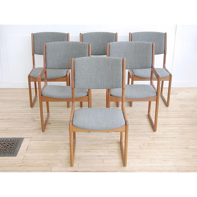 Teak Sled Base Dining Chairs Set Of 6 Chairish