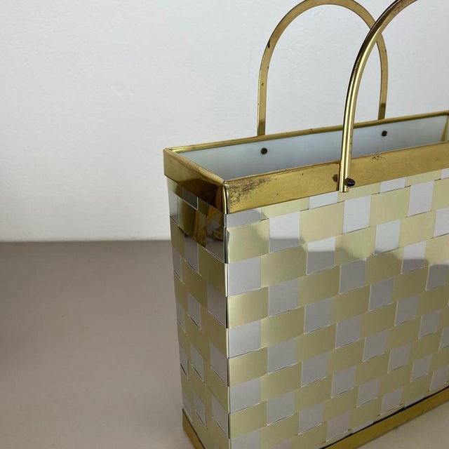 Hollywood Regency Bicolor Magazine Holder in the style of Paul Evans, Italy, 1970s For Sale - Image 4 of 16