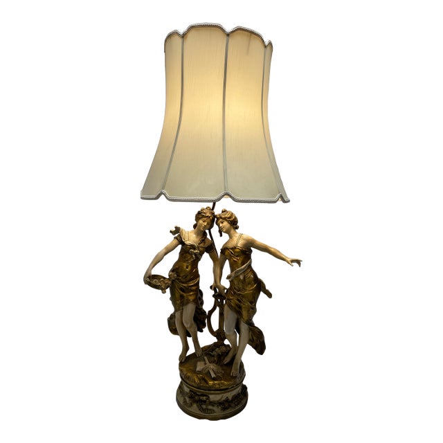 1920s Art Nouveau Signed Moreau Lamp For Sale