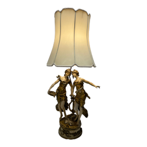 1920s Art Nouveau Signed Moreau Lamp