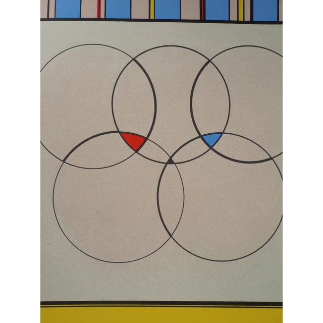 Contemporary Carmelo Arden Quin, Olympic Rings, Original Lithograph For Sale - Image 3 of 7