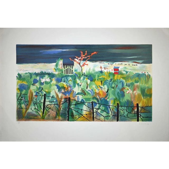The mediterranean garden is a beautiful original lithograph on cardboard, realized by the italian artist giovanni...