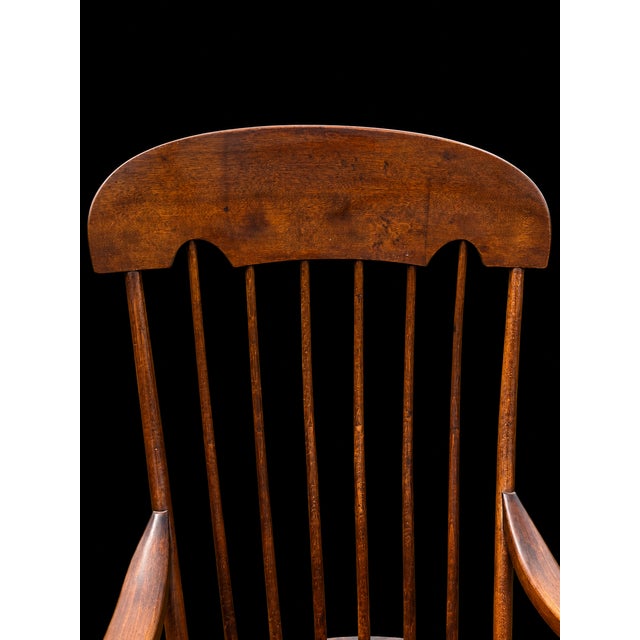 American VTG High-Back Windsor Rocking Chair With Historic Upstate Ny Provenance For Sale - Image 3 of 7