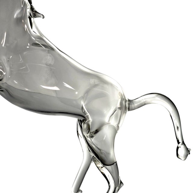 Transparent Lamp Work Hand Blown Unicorn Art Glass Figurine For Sale - Image 8 of 8