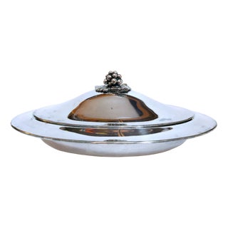 Large Vintage Italian Cassetti Silver Plated Serving Dish with Lid and Pyrex Insert, 1970s For Sale