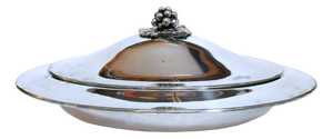 Large Vintage Italian Cassetti Silver Plated Serving Dish with Lid and Pyrex Insert, 1970s
