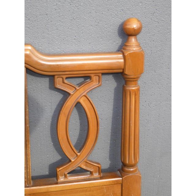 Brown 1950s Mid Century Modern Solid Cherry Wood King Headboard For Sale - Image 8 of 13