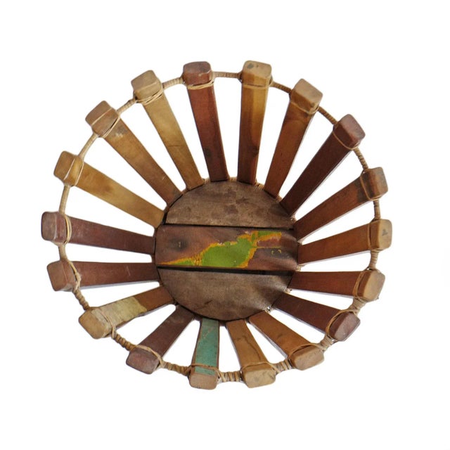 Rustic Vintage Salvaged Boat Wood Rustic Basket Small For Sale - Image 3 of 7