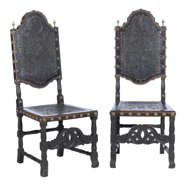 Portuguese Chestnut Wood Chairs, 19th Century, Set of 2 For Sale