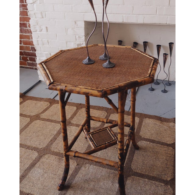 Traditional 19th Century Aesthetic Movement Bamboo Side Table With Octagonal Top For Sale - Image 3 of 15