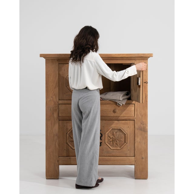 1970s Oak Brutalist Cabinet For Sale - Image 13 of 17