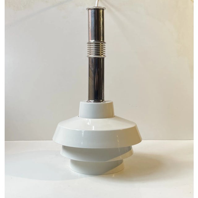 Silver Modern Scandinavian White Multi Shaded Pendant Lamp, 1970s For Sale - Image 8 of 9