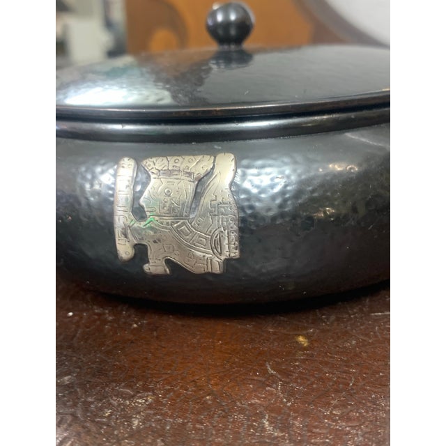 Vintage Hammered Copper & Sterling Silver Trinket Box | Pre-Columbian Incan–Moche Style For Sale In San Francisco - Image 6 of 12