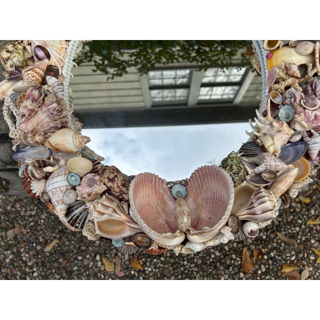 Anthony Redmile Vintage Oval Seashell Encrusted Mirror For Sale - Image 4 of 10