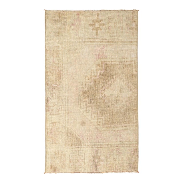 Washed Out Vintage Mini Rug - 1`9″ X 3`1″ For Sale