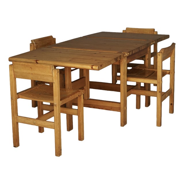 Pine Dining Set by Edwin Helseth for Stange Bruk, 1960s, Set of 5 For Sale