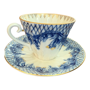 Lomonosov Bluebell Teacup and Saucer Circa 1991-2005