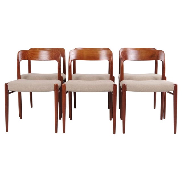 Model 75 Dining Chairs in Teak by N.O. Møller, 1960s, Set of 6 For Sale - Image 12 of 12