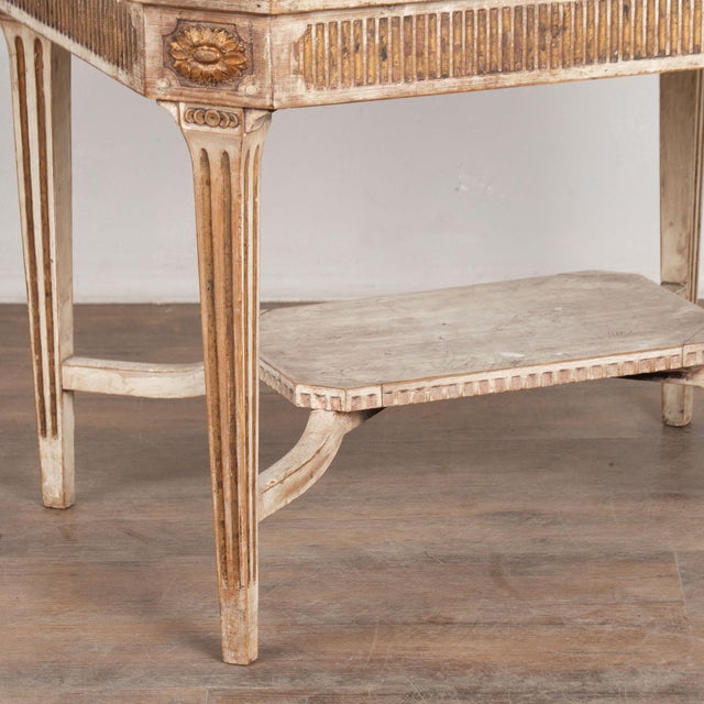 Late 19th Century Gustavian Style Gray Painted Tray Top Side Table For Sale - Image 11 of 14