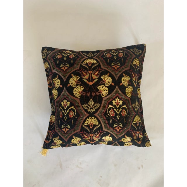 Black Kilim Patterned Turkic Motif Black Pillow Cover For Sale - Image 8 of 8