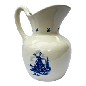 Vintage Delft Blue Style Ceramic Water Pitcher