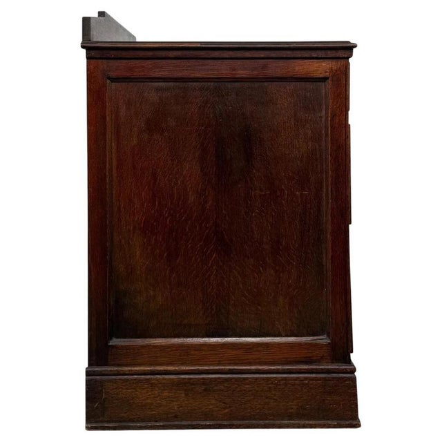 Wood Antique Early 20th Century English Edwardian Carved Oak Desk For Sale - Image 7 of 13