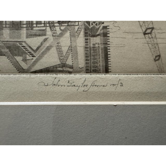 John Taylor Arms Wwii Navy Series Etching Destroyers in Wet Basin Federal Shipbuilding South Kearny For Sale - Image 4 of 7