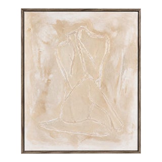 Original Contemporary Textured Female Figure Painting by Artist "Marek" in Neutral Tones – 16" X 20" For Sale