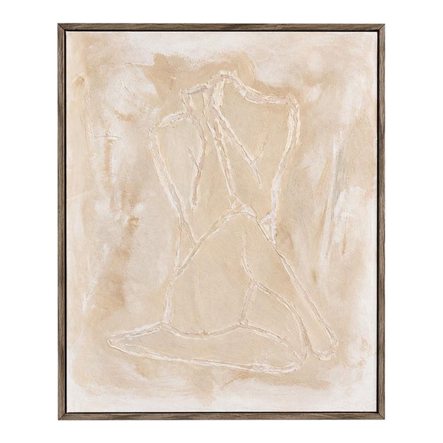 Original Contemporary Textured Female Figure Painting by Artist "Marek" in Neutral Tones – 16" X 20" For Sale