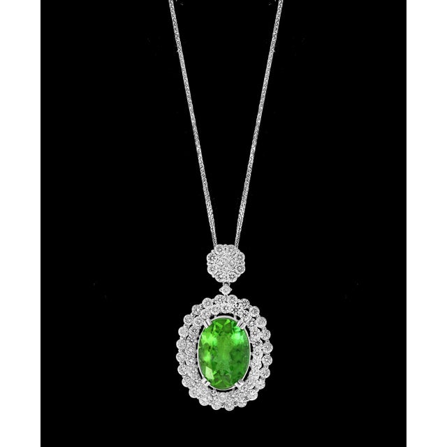 AGL Certified 7 Ct Pariba Tourmaline & 4.5 Ct Diamond Pendant Necklace 18 K Gold For Sale - Image 17 of 18