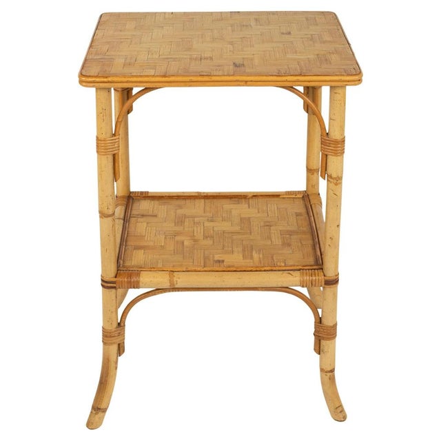 Mid-Century Rattan and Bamboo Side Table in the style of Vivai del Sud, Italy, 1970s For Sale - Image 16 of 17