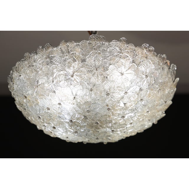 Glass 1970s Wonderful Large Gold and Transparent Murano Glass Ceiling Light Flower by Seguso For Sale - Image 7 of 14