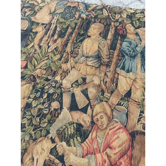 Vintage French Screen Printed Tapestry, 1950s For Sale - Image 12 of 18