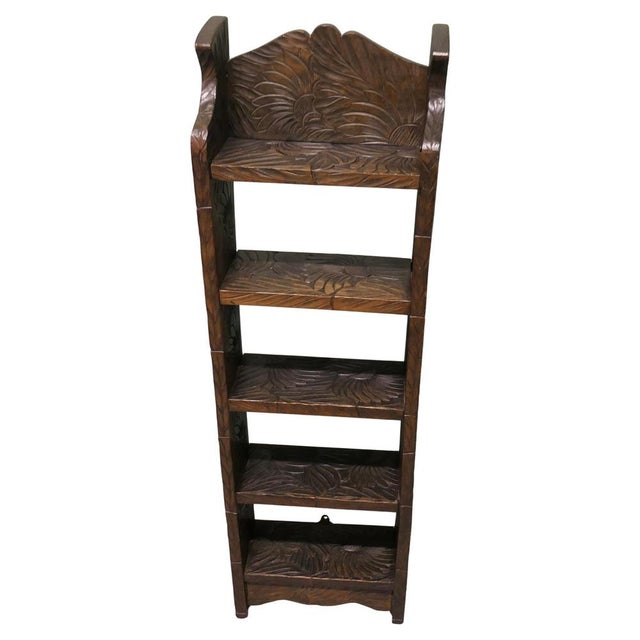 Tall Japanese Liberty Arts and Crafts Carved Bookcase with Sunflowers, 1900 For Sale - Image 11 of 11