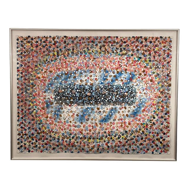 Contemporary Acrylic on Paper Multi-Color Painting, Signed Kalm For Sale