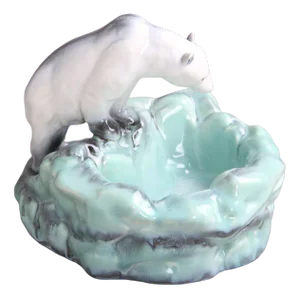 Art Deco Polar Bear Sculpture Dish by Ditmar Urbach, Czech, 1930s