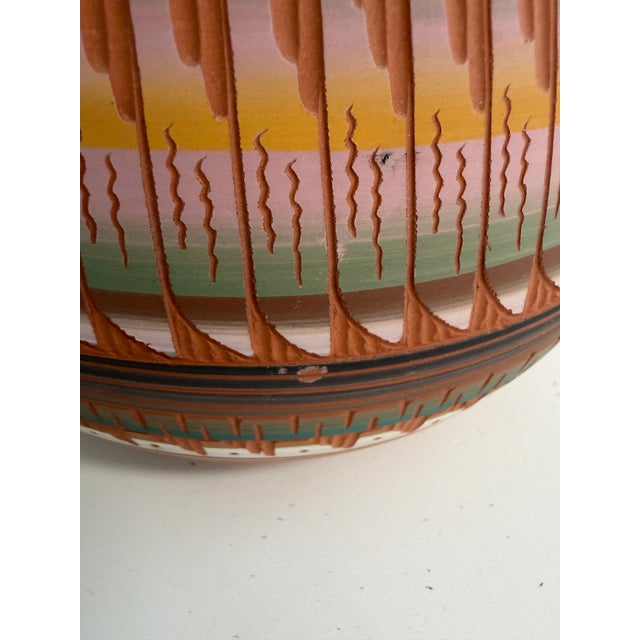 Native American Signed Navajo Pottery Vase by Ernie Watchman – Hand-Coiled Geometric Design For Sale - Image 3 of 10