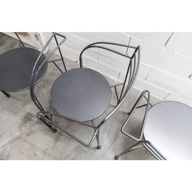 Black Silver Moon Armchairs by Pascal Mourgue, 1985, Set of 6 For Sale - Image 8 of 18