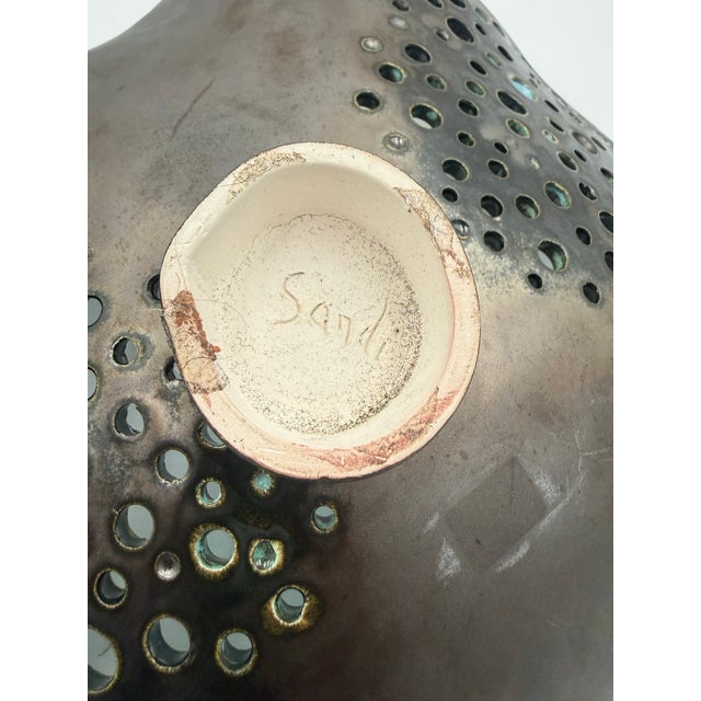Green Vintage Sculptural Pottery Center Piece For Sale - Image 8 of 8