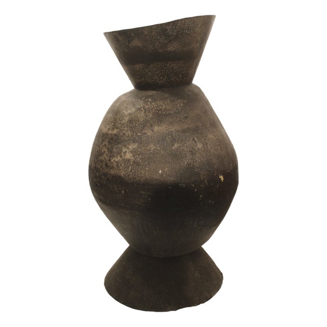 Moroccan Sculptural Vessel in Hammered Metal, 1970s For Sale