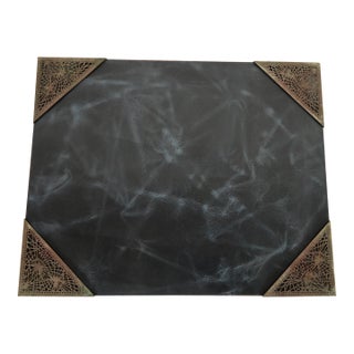 Tiffany Studios New York Pine Needle Bronze Blotter Corners With Leather Desk Blotter For Sale