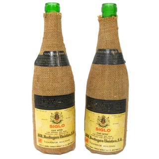 1960s Vintage Spanish Wine Bottle Candle Holders - A Pair For Sale
