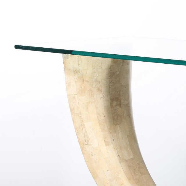 Mid-Century Modern Mid-Century Tessellated Stone Console Table W/ Brass Inlays by Maitland Smith For Sale - Image 3 of 18