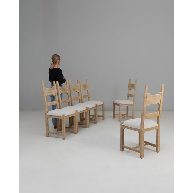 20th Century French Oak Dining Chairs With Upholstered Seats - Set of 6 For Sale - Image 17 of 18
