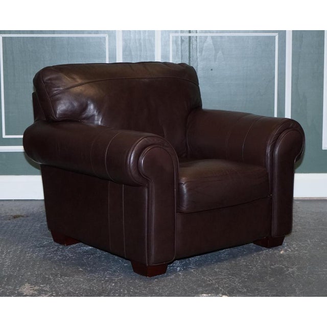 Large Brown Leather Armchairs, Set of 2 For Sale - Image 14 of 18