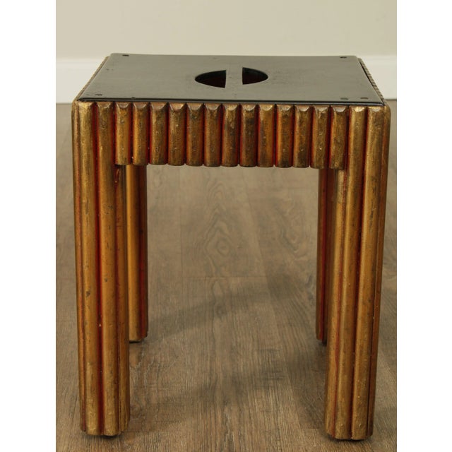 Vintage Art Deco Polychrome Painted Black and Gold Taboret Side Table For Sale In Philadelphia - Image 6 of 13